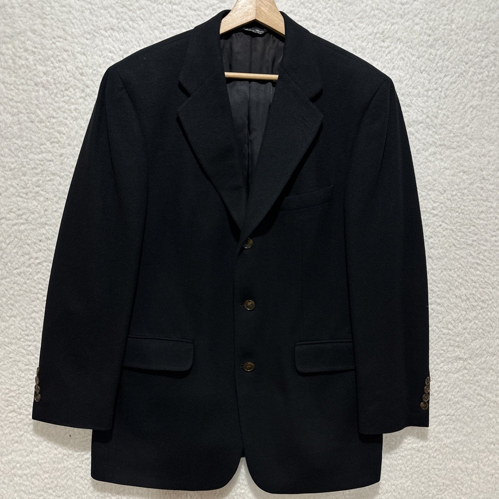 Vintage Bill Blass Marshall Field's Black Pure Cashmere Mens Blazer Jacket Sz 40